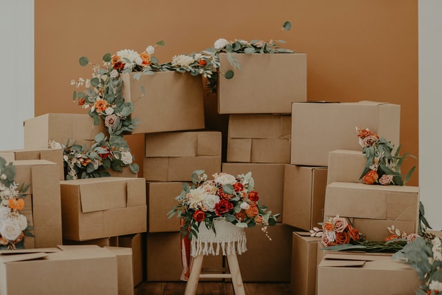 Boxes that you can use to handle sentimental items while downsizing.