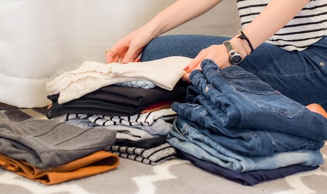 when decluttering a young person's space, start with easy stuff like clothing.